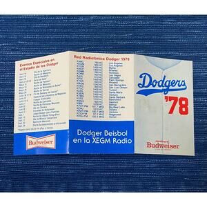 1978 Los Angeles Dodgers Baseball Pocket Schedule Budweiser Spanish Radio XEGM